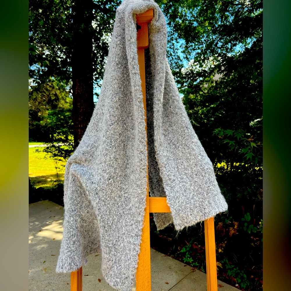 Boucle-like Scarf. Grey with black and white woven in. 18 x 68